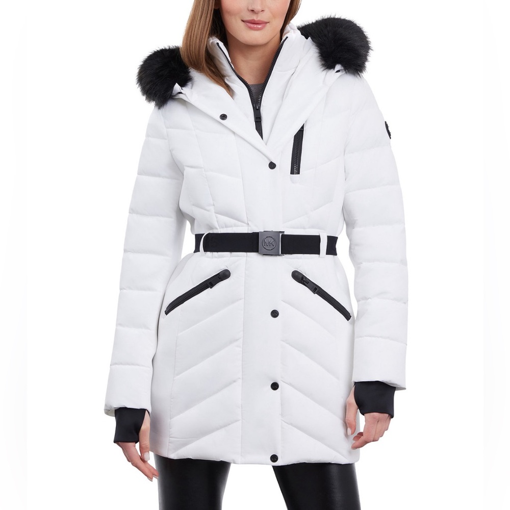 Buy 2 - Get 1 FREE - 
Women's Belted Faux-Fur-Trim Hooded Puffer Coat